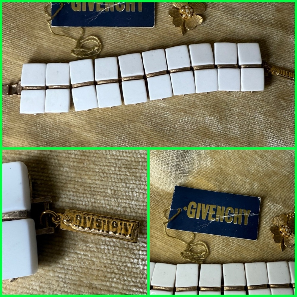 Vintage Givenchy Gold and White Tile Bracelet